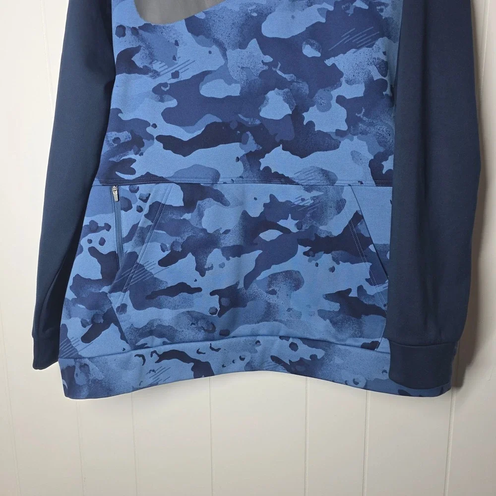 Nike Mens XXL Blue Camo Dri-FIT Hoodie Raglan Pullover Sweatshirt 445591-102931